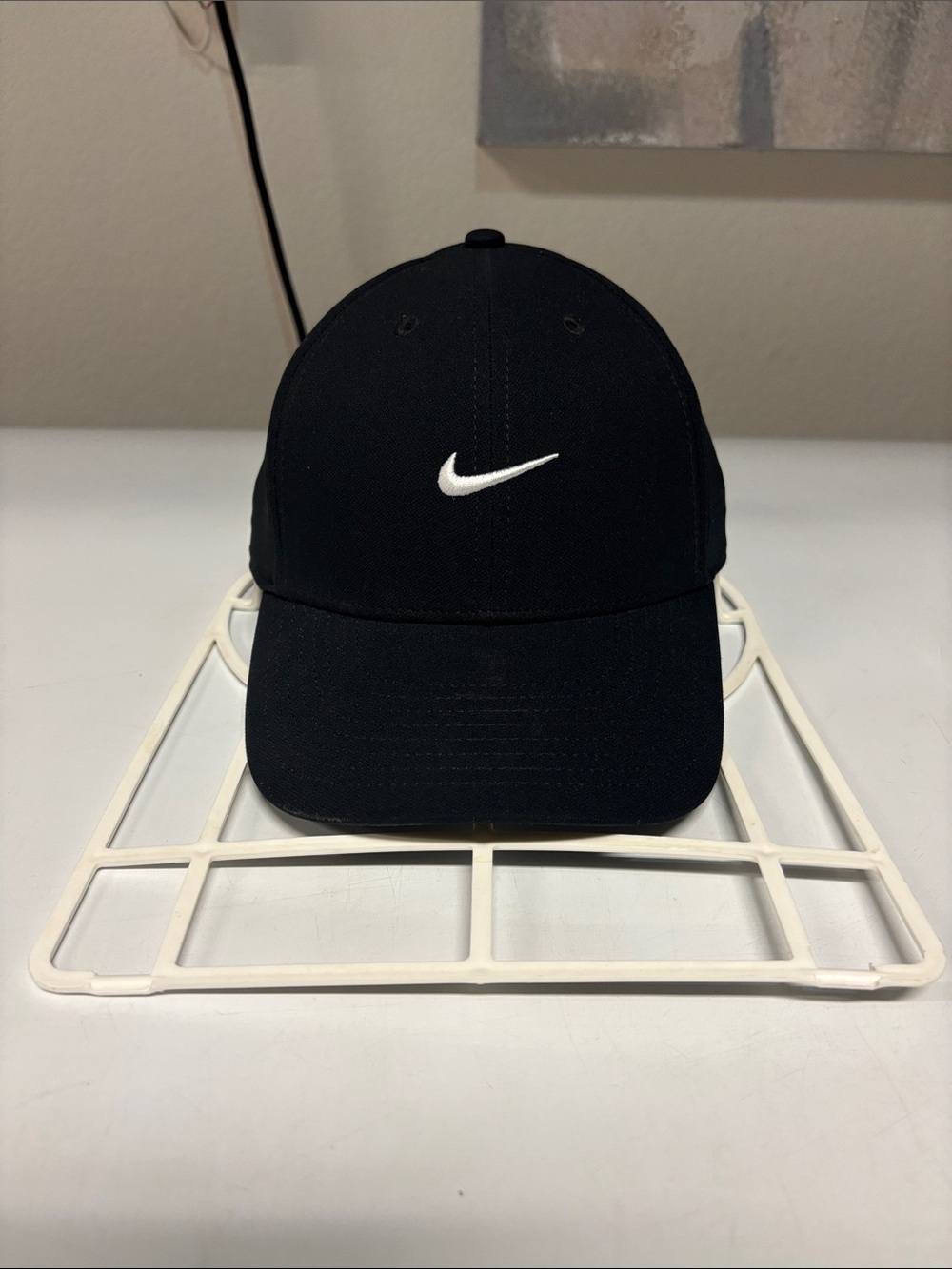 Nike Black Hat with Stitched White Swoosh M/L